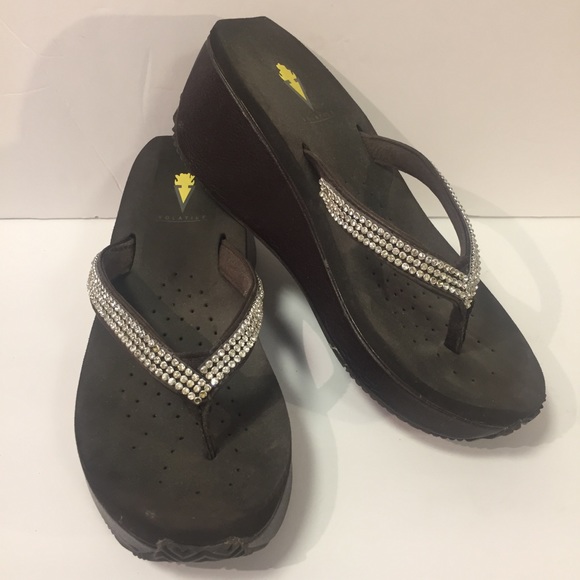 volatile flip flops with rhinestones